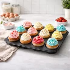 Forma Assadeira Para Cupcake 12 Cavidades Antiaderente 6 cm Forma Para Muffin, Doces e Salgados 35x26x3cm
