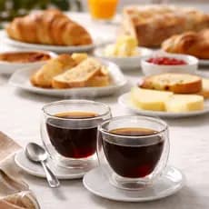 Jogo 2 Copos Vidro Borossilicato Parede Dupla 100 ml para Café Espresso Cappuccino Chá Copo Térmico Duplo Moderno