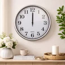 Relógio de Parede Decorativo 30cm Prateado Cinza Quartz Estilo Moderno Elegante e Fácil de Instalar