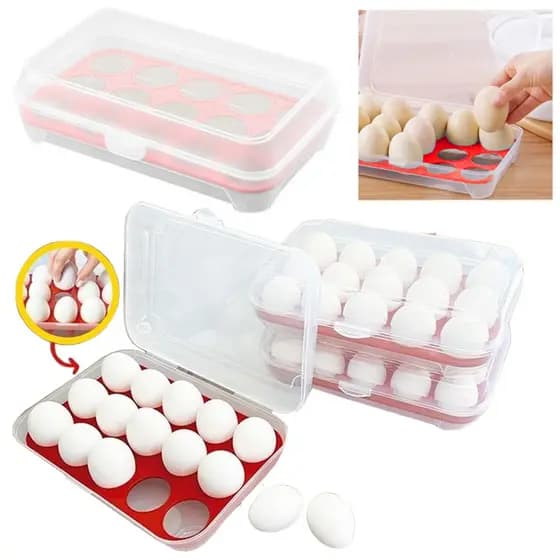 Porta Ovos 15un Organizador de Geladeira Com Tampa Cozinha Refrigerador Bandeja Organizador