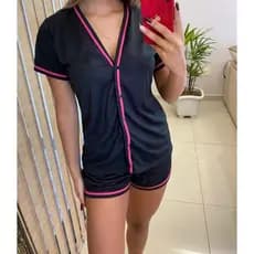 Pijama Curto Baby Doll Americano Blogueira Feminino Pos cirurgico