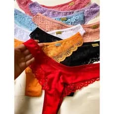 Kit 5 Calcinhas Tangas de Microfibra E Renda Levanta Bumbum FIO DUPLO