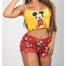 Baby Doll Sortidos Personagens Pijama SUEDE Cropped Ondinha Short Doll de Dormir