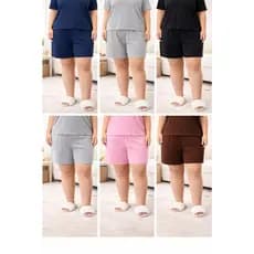 KIT 3 Shorts Feminino de Algodão Plus Size G1 ao G6 Modelagem Ampla Macio e Confortável