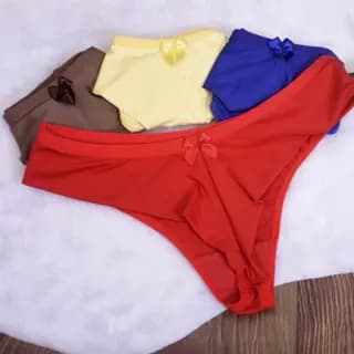 kit 10 calcinha calcinhas fio duplo microfibra diversas cores e estampas com lacinho tanga