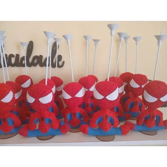 kit com 12 centros de mesa Homem Aranha