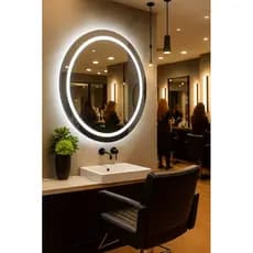 Espelho led com botao Touch 60x60cm Redondo Borda Infinita Jateado Com Led