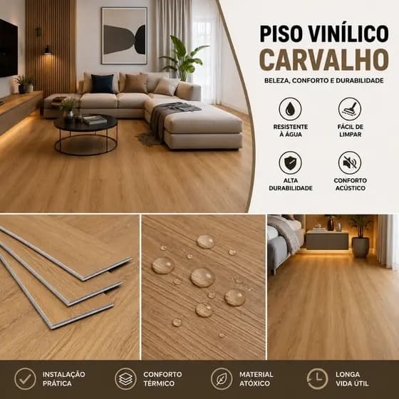 Piso Vinílico Revestimento Exclusivo de Chão Madeira Autocolante 91X15CM ate 5m² Lavável Lançamento