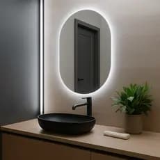 Espelho Led Decorativo De Parede Oval Lapidado Com Led 50x40cm Quarto banheiro com fonte Bivolt