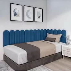 Cabeceira Modular Estofada Nuvem 45x20cm Cama de Solteiro azul marinho em L(15 PEÇAS)