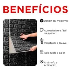 Kits Placas Tijolinho 3D Autocolante Com Espuma 70X77 Decoração Quarto Sala e Escritório ENVIO FULL