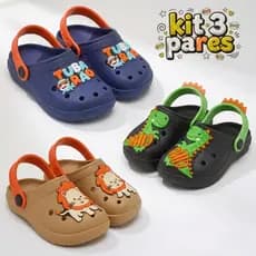 Kit 3 Babuche Infantil Menino Antiderrapante Sandália Confortável e Leve