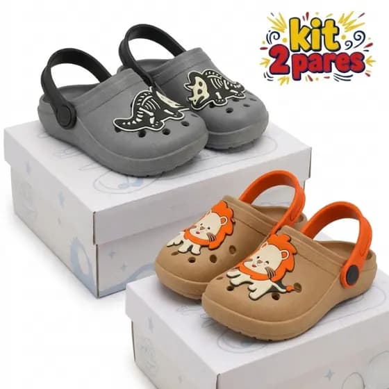 Kit 2 Sandália Infantil Menino Macia e Confortável Papete Leve e Colorida