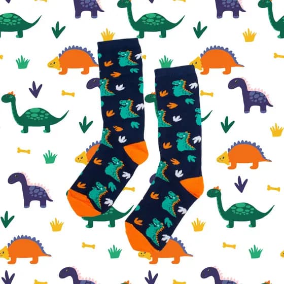 Meia Infantil Dino Menino Cano Longo Estampada Masculina Promoção