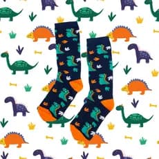 Meia Infantil Dino Menino Cano Longo Estampada Masculina Promoção