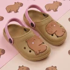 Sandália Menina Infantil Babuche Capivara Delicada Várias Cores Antiderrapante Confortável