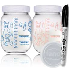 6 Potes de Vidro Armazenar Leite Materno ou Papinha com Graduação 200ml - BABY (Cap. 267ML)