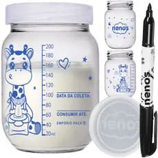 5 Potes Vidro Armazenar Leite Materno, Papinha (267.GIRAFA)