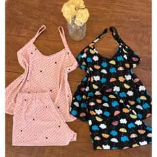 kit 2 pijamas Bab-doll Alcinha Liganete Malha fria