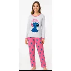 Pijama Feminino Adulto Longo Estampado Personagens stitch/ Pijama Feminino Inverno/ Pijama Meia Estação