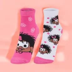 Kit 2 Pares de Meia Milena Turma da Mônica Infantil Cia da Meia Personagem Criança Conjunto Snoopy
