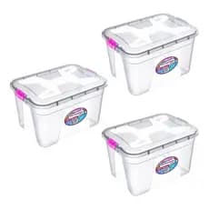 Kit 3 Caixas Organizadoras Transparente 12 Litros Com Travas de Segurança