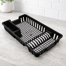 Escorredor de Louças Plástico Preto 12 Pratos com Porta Talheres Organizador Cozinha Prático Arqplast Plasmarc