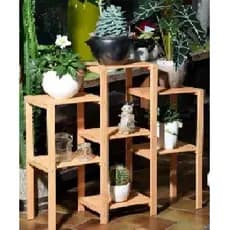 Floreira de chão, envernizado cor Natural Suporte Para Vasos De Plantas Em Madeira Modelo 2025