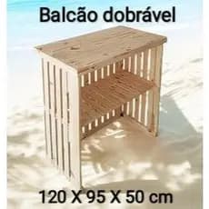 Balcão Dobrável, pratico madeira de  pinus 100 x 95 x 50 cm