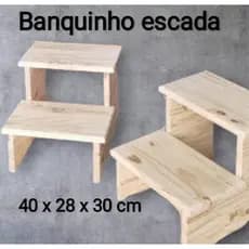 Banquinho escada madeira de pinus