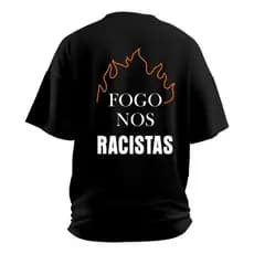 Camisa Camiseta Fogo Nos Racistas Djonga Especial Consciência Negra T-Shirt Casual 100% Algodão