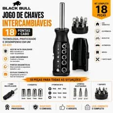 Jogo de Chaves Intercambiáveis com Soquete 18 Peças | Kit Compacto Multiuso Profissional