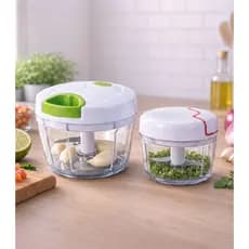 Processador Alimentos| Mini e Médio Triturador Alimentos Manual | 2 Lâminas Aço Inox Corda Retrátil