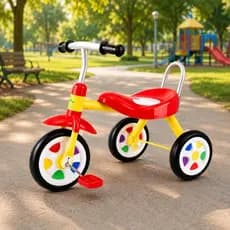Bicicleta Triciclo Infantil Amarelo 3 Rodas com Pedais e Encosto para Crianças