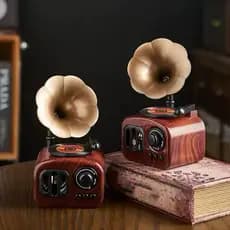 Enfeite Decorativo  Caixinha de Música Retro Fonógrafo Enfeite Para Mesa