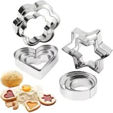 20 Forminhas Forma Cortador Biscoito Cookies Molde Inox Coração Estrela Flor Círculo