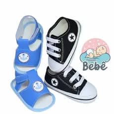 Kit Bebe Recém Nascido Tênis ALL Star e Sandália Menino e Menina  Passinho de Bebê.