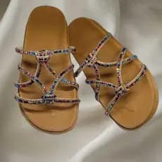 Birken Sandalia Feminina Confortável Tipo Rasteira Strass Brilhante Colorido
