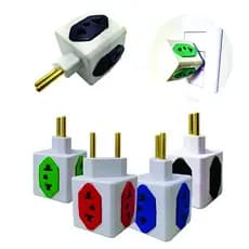 Adaptador Plug Benjamin Cubo 4 Lados Tomadas Coloridos