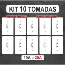 Kit 10 Tomada Simples 10A e 20A (10 Tomadas) Kit Completo