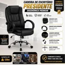 Cadeira De Escritório Presidente Ergonômica Premium Gamer Couro Sintético