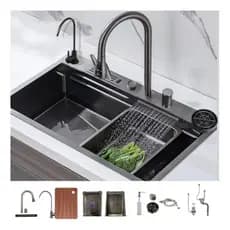 Cuba Multifuncional Inox Grafite Para Cozinha+Acessórios de luxo.