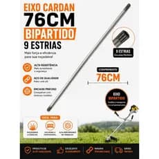 Eixo Cardan 76CM Bipartido 9 Estrias