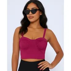 Cropped  Blusinha Top Neoprene Alcinha Feminina Bojo Meia taça Retrô Moda Blogueira