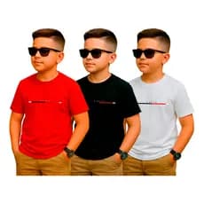 Kit 3 Camiseta Infantil Casual Paris Camisa Alta Qualidade