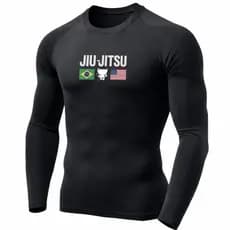 Camisa Longa Compressão Rash Guard TREINO MMA Jiu-Jitsu Academia - Manga Longa  Secagem Rápida