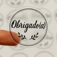 Kit 100 Adesivos Etiqueta Vinil Transparente Personalizado com SUA ARTE - Vários tamanhos 3x3, 4x4, 5x5, 6x6, 7x7 etc.