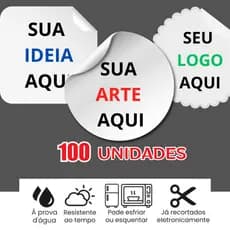 100 Adesivos Personalizados em Vinil, etiqueta, rótulos 5x5, 6x6, 8x8cm