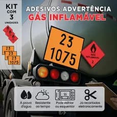 Kit de Adesivos de Advertência  Gás Inflamável | Sinalização Profissional de Segurança