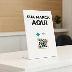 Placa PIX QR CODE display mesa balcão personalizada com sua logo PS 2MM 21x15cm Recepção